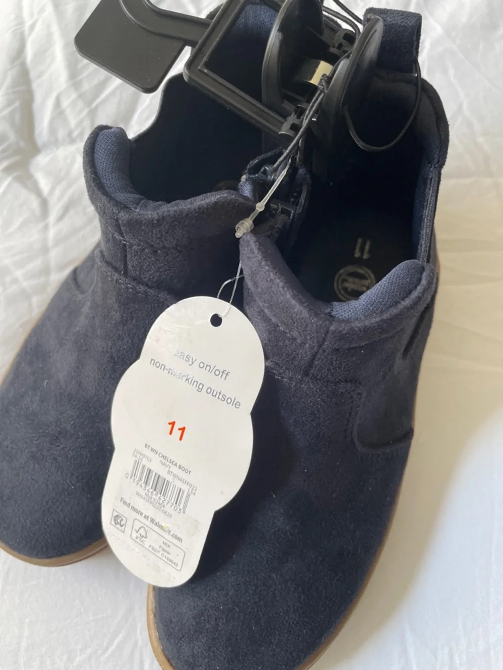 wonder nation Navy Suede Chelsea Boot with Tan Sole